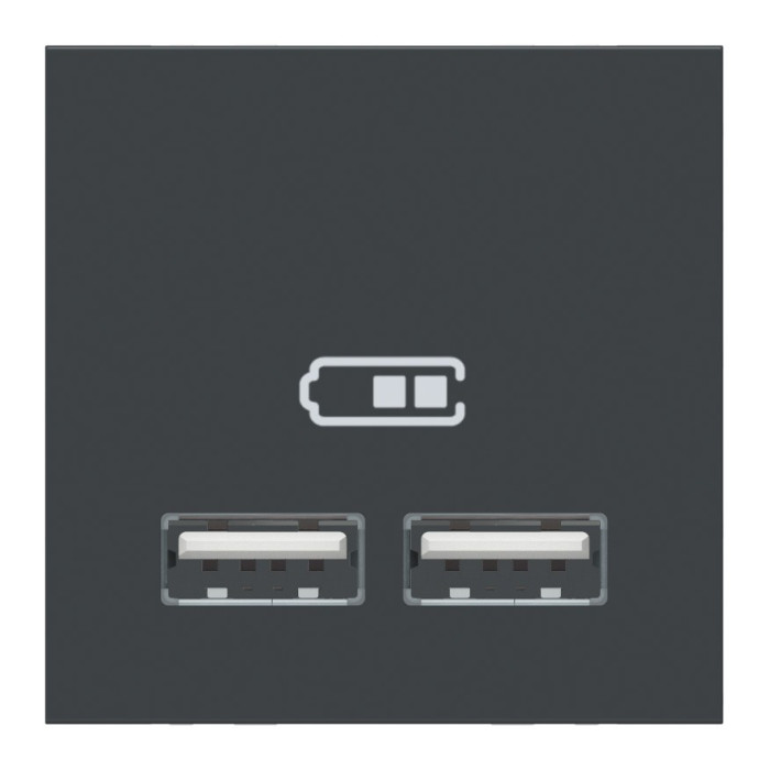 Розетка Schneider Unica New 2-мод зарядна 2xUSB 2.1А антрацит