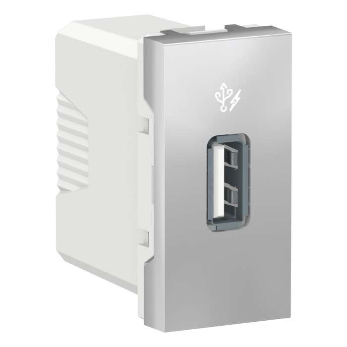 Розетка Schneider Unica New 1-мод 1xUSB 2.0 алюміній