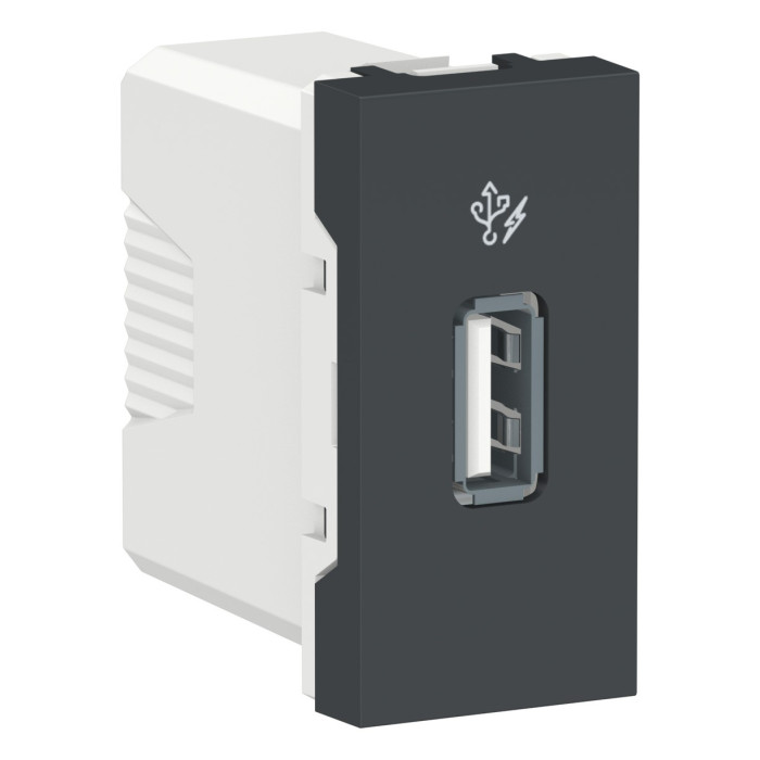 Розетка Schneider Unica New 1-мод 1xUSB 2.0 антрацит