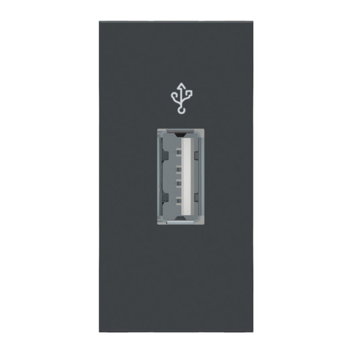 Коннектор Schneider Unica New 1-мод 1xUSB 2.0 антрацит