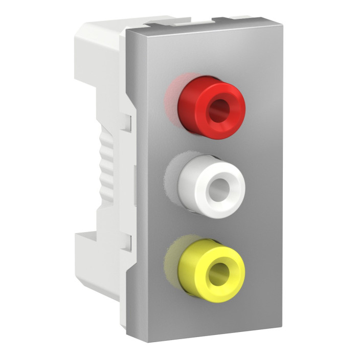 Розетка Schneider Unica New Аудіо-3 RCA алюміній