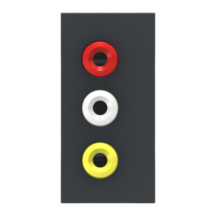 Розетка Schneider Unica New Аудіо-3 RCA антрацит