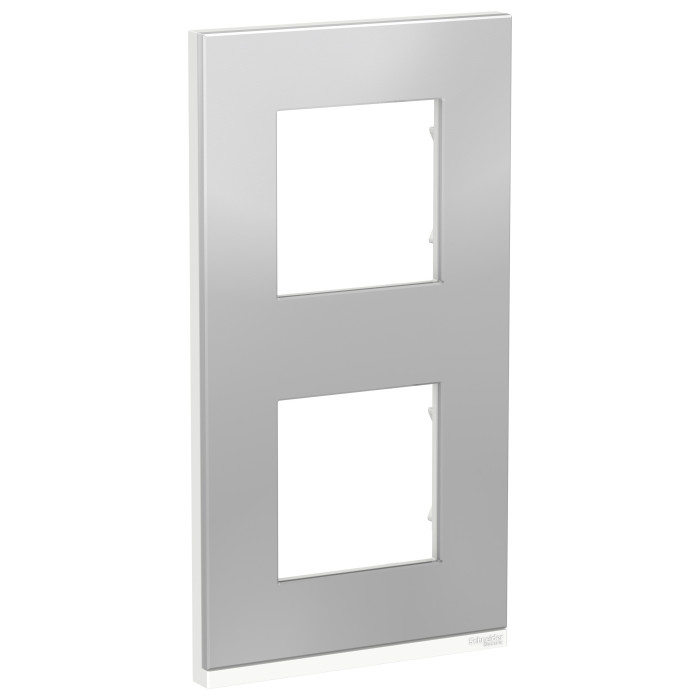 Рамка Schneider Electric Unica New Pure 2-поста вертикал. алюминий