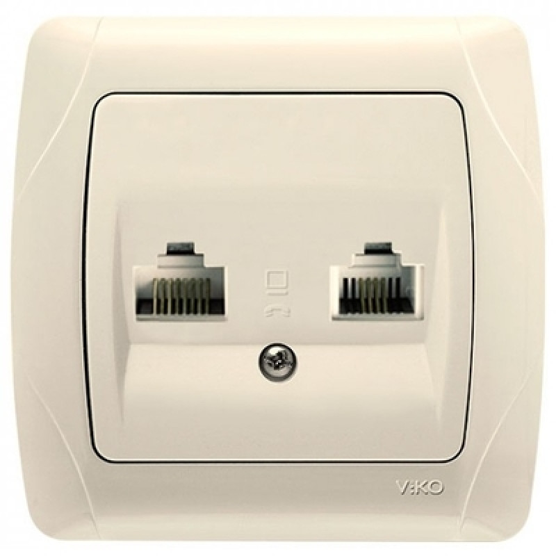 Розетка Viko Carmen компьютерная телефонная (RJ45 – RJ11) кремовый (53505)
